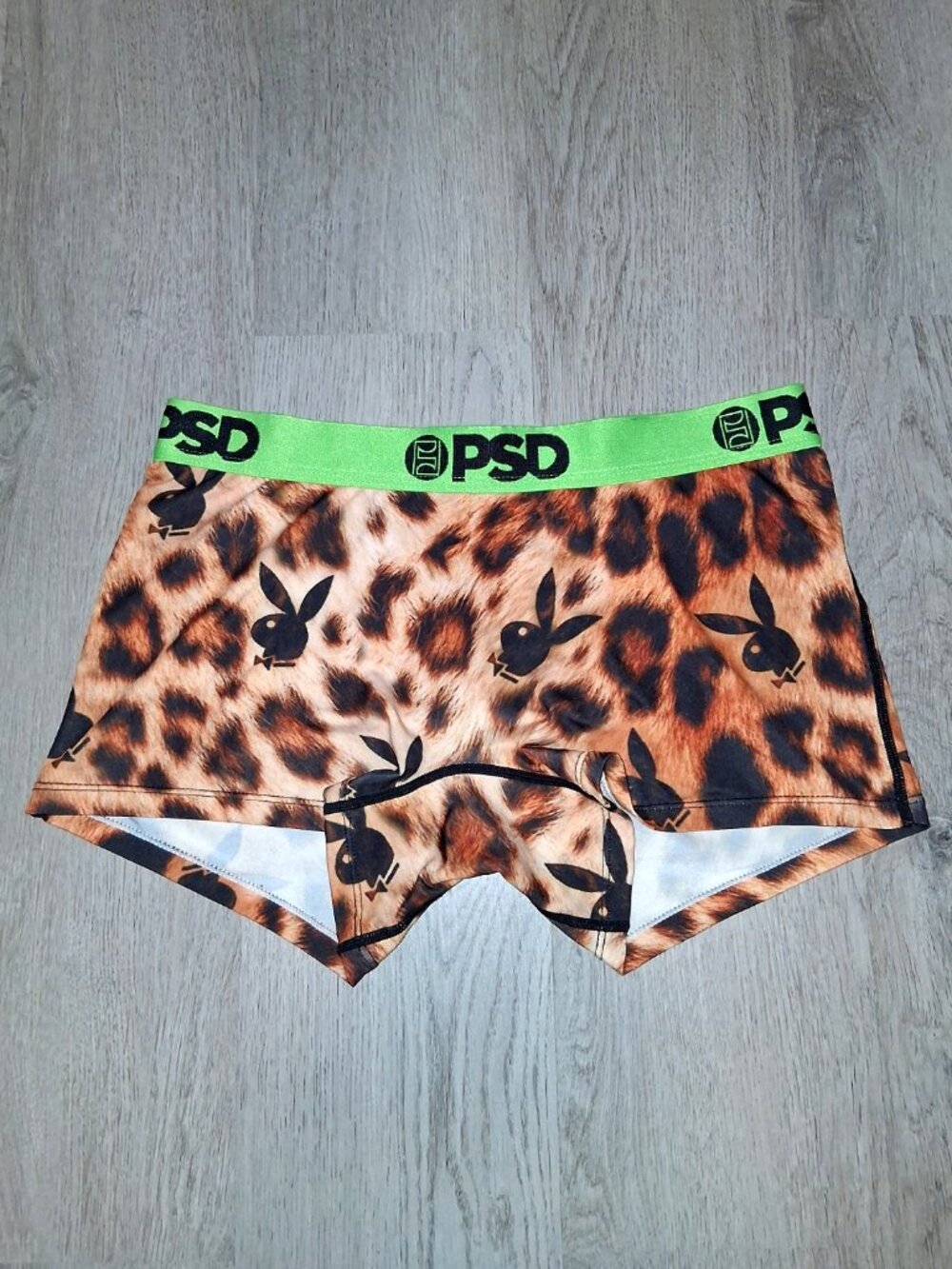 PSD Playboy Bunny Leopard Print Green Boyshorts SMALL Booty Shorts Dance Wear